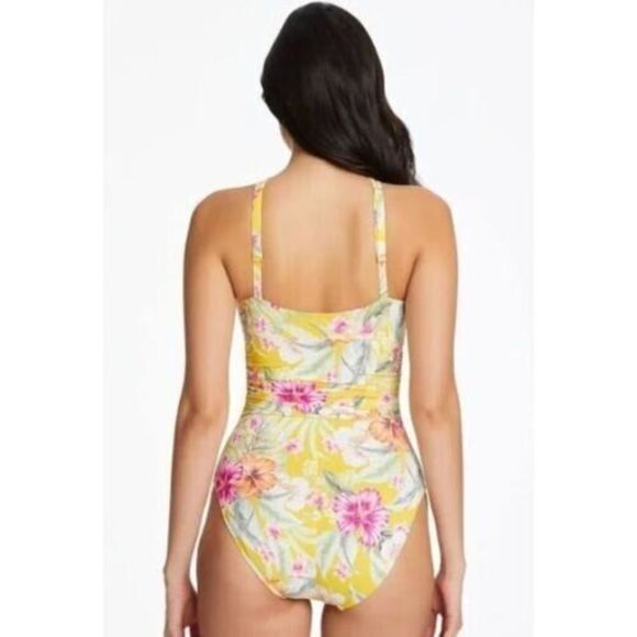 Bleu Rod Beattie Sz 12 Canary Gold Paradiso High Neck One-Piece Swimsuit $119 - Picture 13 of 13